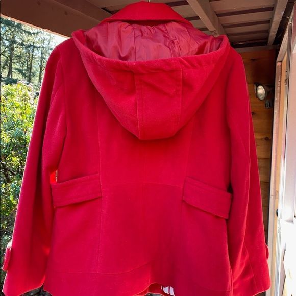 Tulle Jacket Red Blend Button Up Women's Peacoat XL - Picture 4 of 5